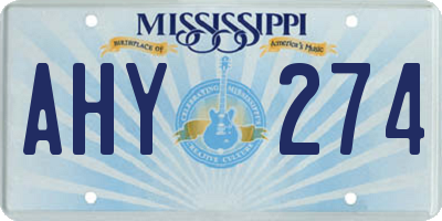 MS license plate AHY274