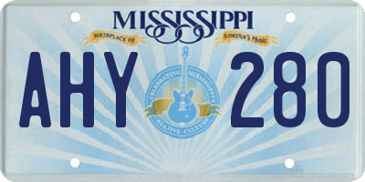 MS license plate AHY280