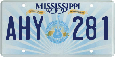 MS license plate AHY281