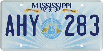 MS license plate AHY283