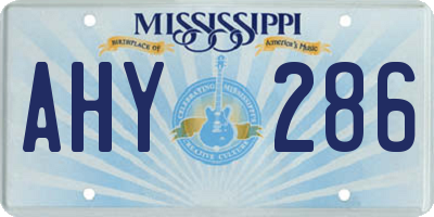 MS license plate AHY286
