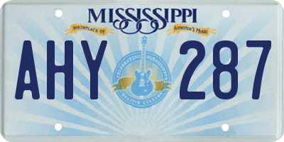 MS license plate AHY287