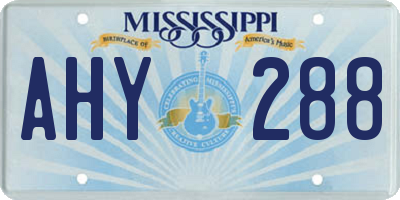 MS license plate AHY288