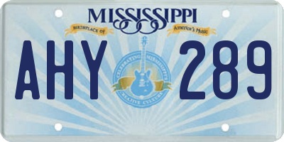 MS license plate AHY289
