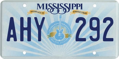 MS license plate AHY292