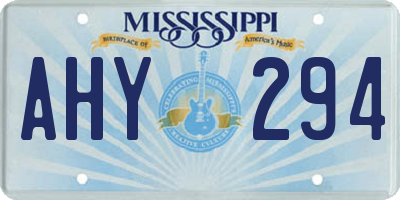 MS license plate AHY294