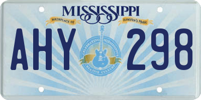 MS license plate AHY298