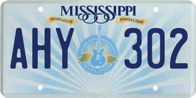 MS license plate AHY302