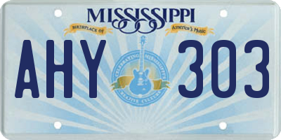 MS license plate AHY303