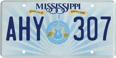 MS license plate AHY307