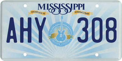 MS license plate AHY308