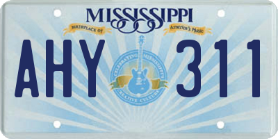 MS license plate AHY311