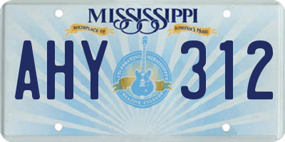 MS license plate AHY312