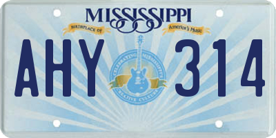 MS license plate AHY314