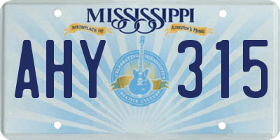 MS license plate AHY315