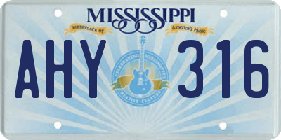 MS license plate AHY316