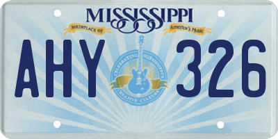 MS license plate AHY326