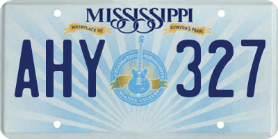 MS license plate AHY327