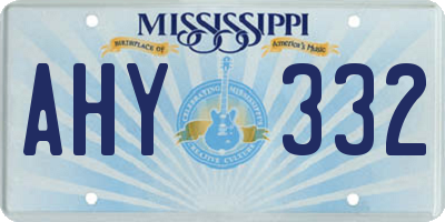 MS license plate AHY332