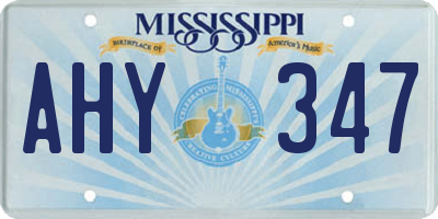 MS license plate AHY347