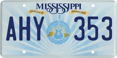 MS license plate AHY353
