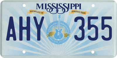 MS license plate AHY355