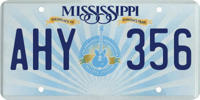 MS license plate AHY356
