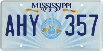 MS license plate AHY357