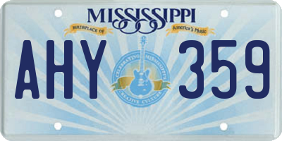 MS license plate AHY359