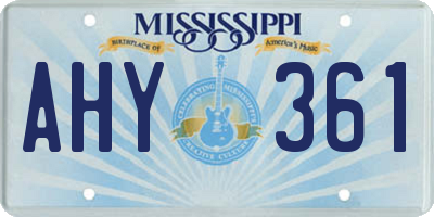 MS license plate AHY361