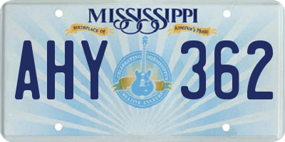 MS license plate AHY362
