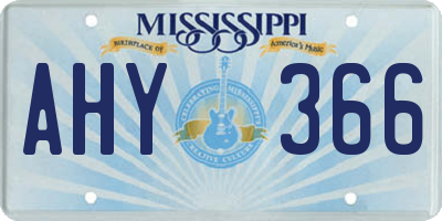 MS license plate AHY366