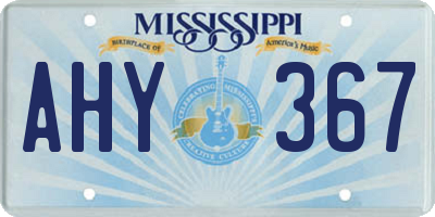MS license plate AHY367