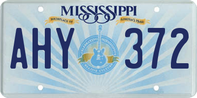 MS license plate AHY372