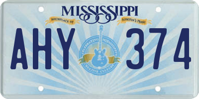 MS license plate AHY374
