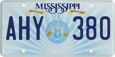 MS license plate AHY380