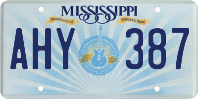 MS license plate AHY387