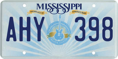MS license plate AHY398