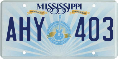 MS license plate AHY403