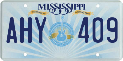 MS license plate AHY409