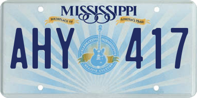 MS license plate AHY417