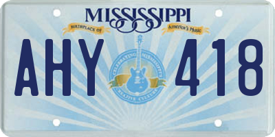 MS license plate AHY418
