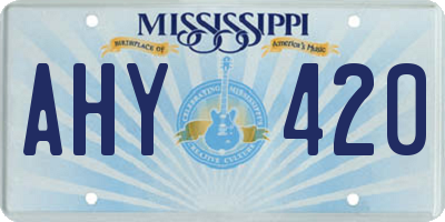 MS license plate AHY420