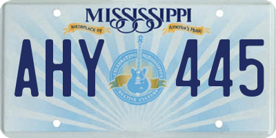 MS license plate AHY445