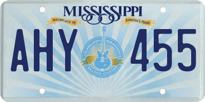 MS license plate AHY455