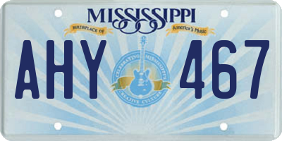 MS license plate AHY467