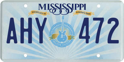 MS license plate AHY472