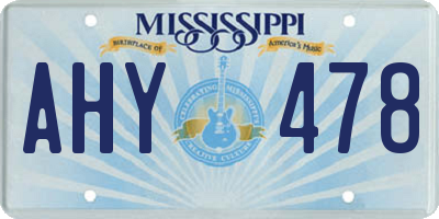 MS license plate AHY478