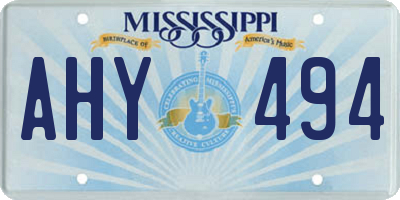 MS license plate AHY494