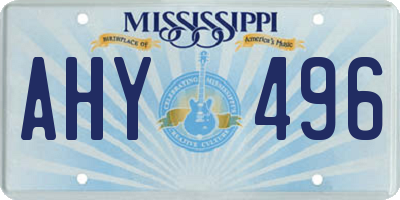 MS license plate AHY496